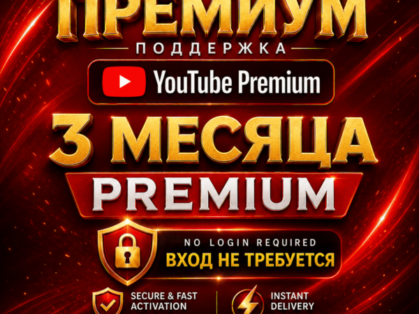 YouTube Premium на 3 месяца без входа и пароля